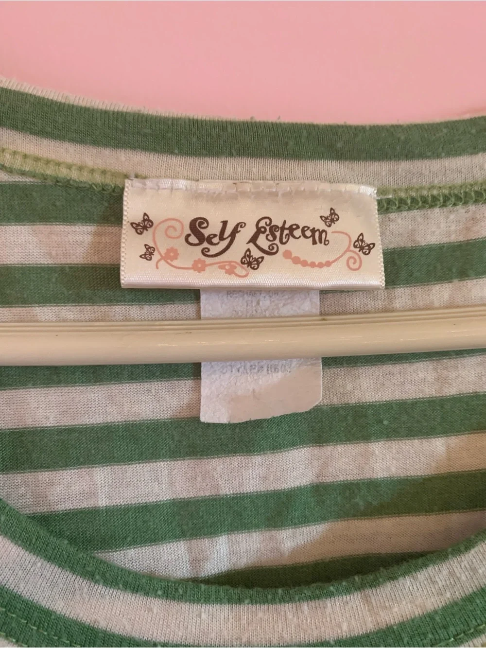 Y2K Self Esteem Green & White Striped Short Sleeve Tee